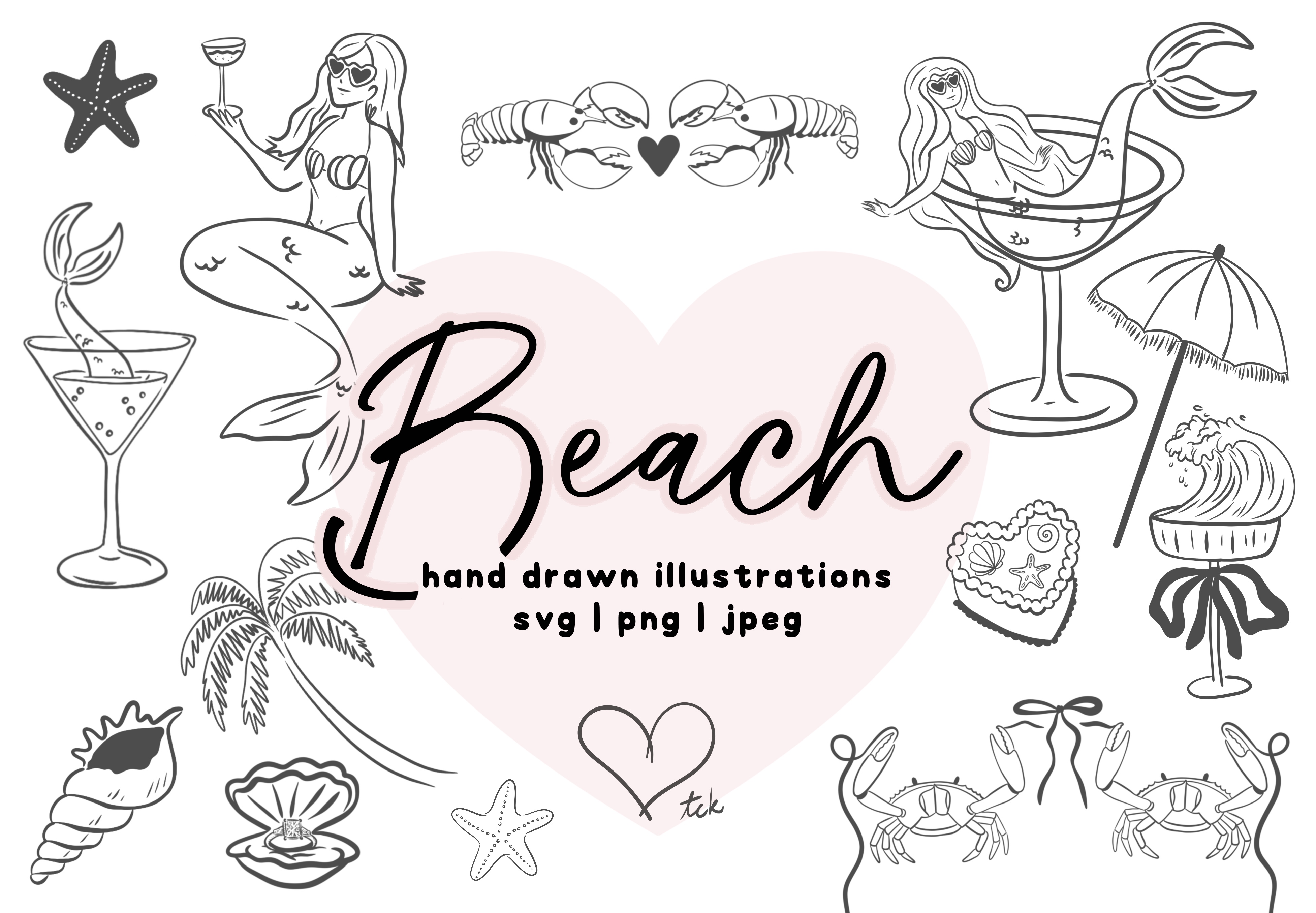 Beach Wedding Bachelorette Doodle Invite