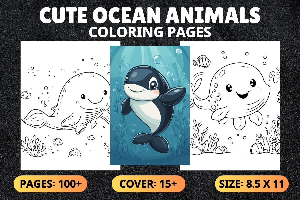 Cute Ocean Animals Coloring Book for Kid