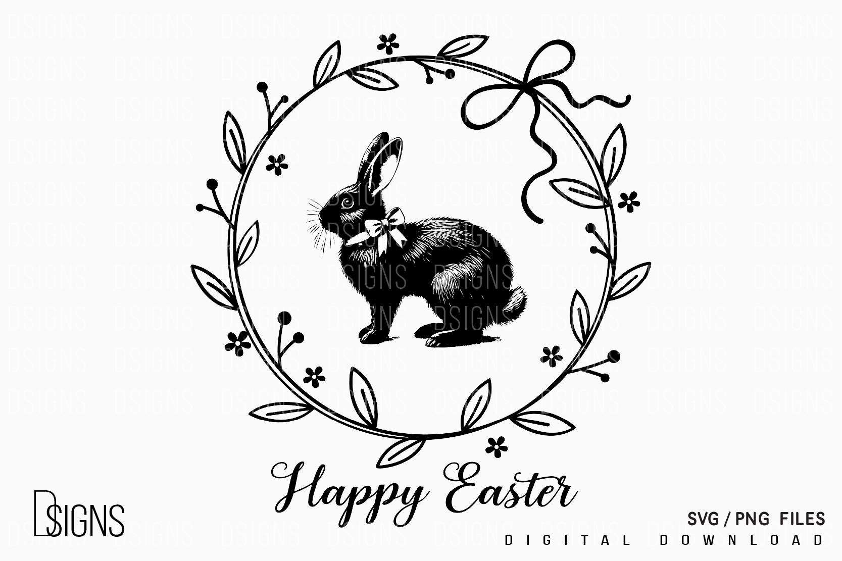 Easter Wreath Svg Rabbit Bunny Spring Graphic by DSIGNS · Creative Fabrica