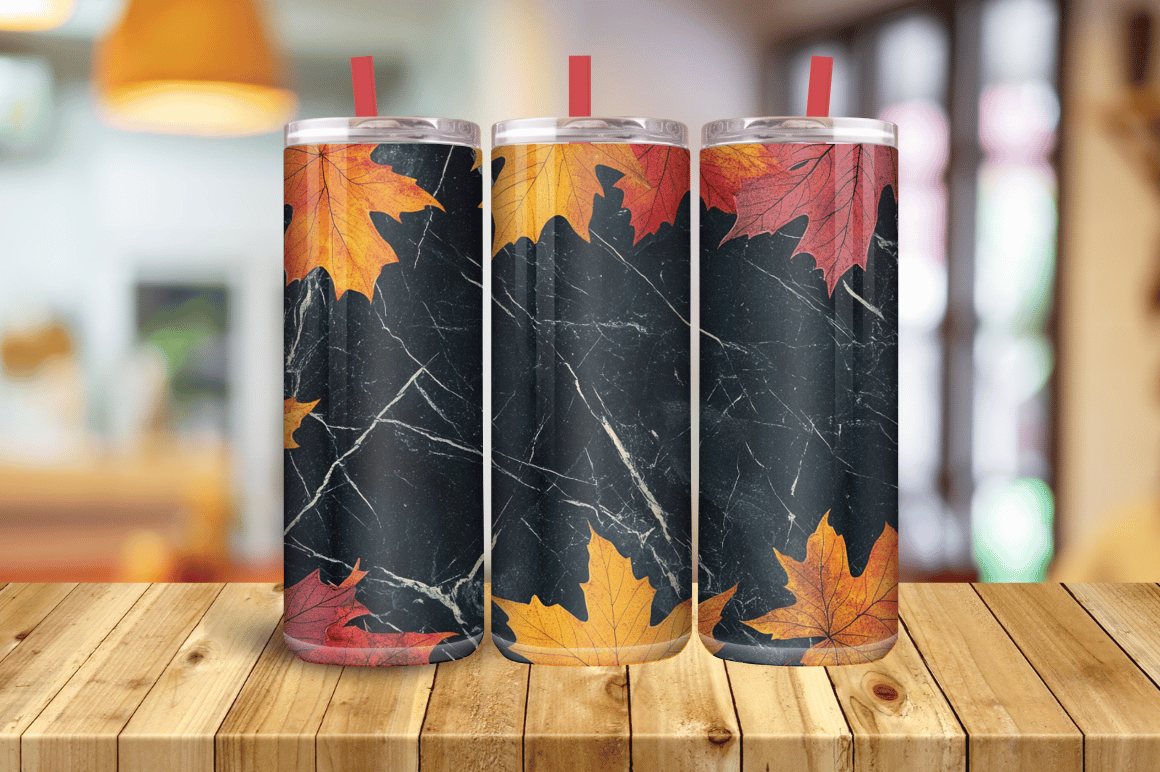 Fall PNG Leaves Skinny Tumbler 20oz Wra Graphic by Magic Creative ...