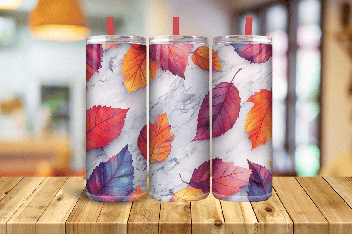 Fall PNG Leaves Skinny Tumbler 20oz Wra Graphic by Magic Creative ...