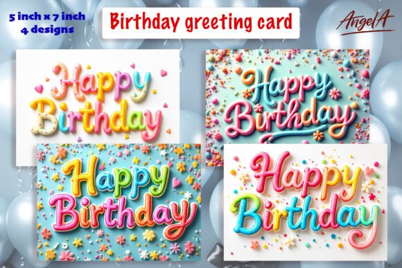 Happy Birthday Lettering, Colorful Card