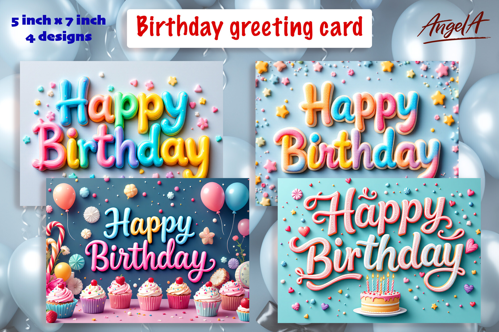 Happy Birthday Lettering Greeting Card