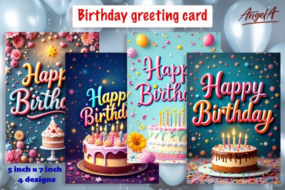 Happy Birthday Lettering Greeting Card