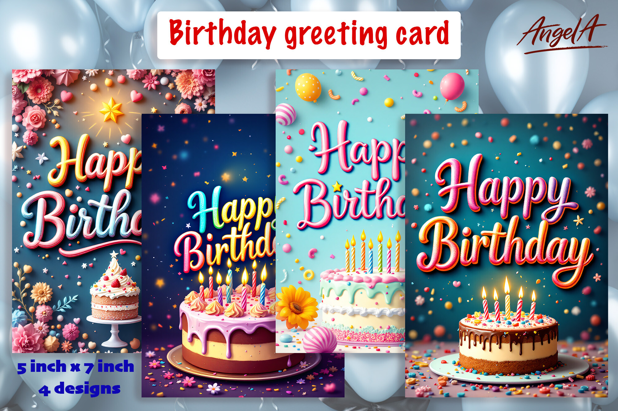 Happy Birthday Lettering Greeting Card