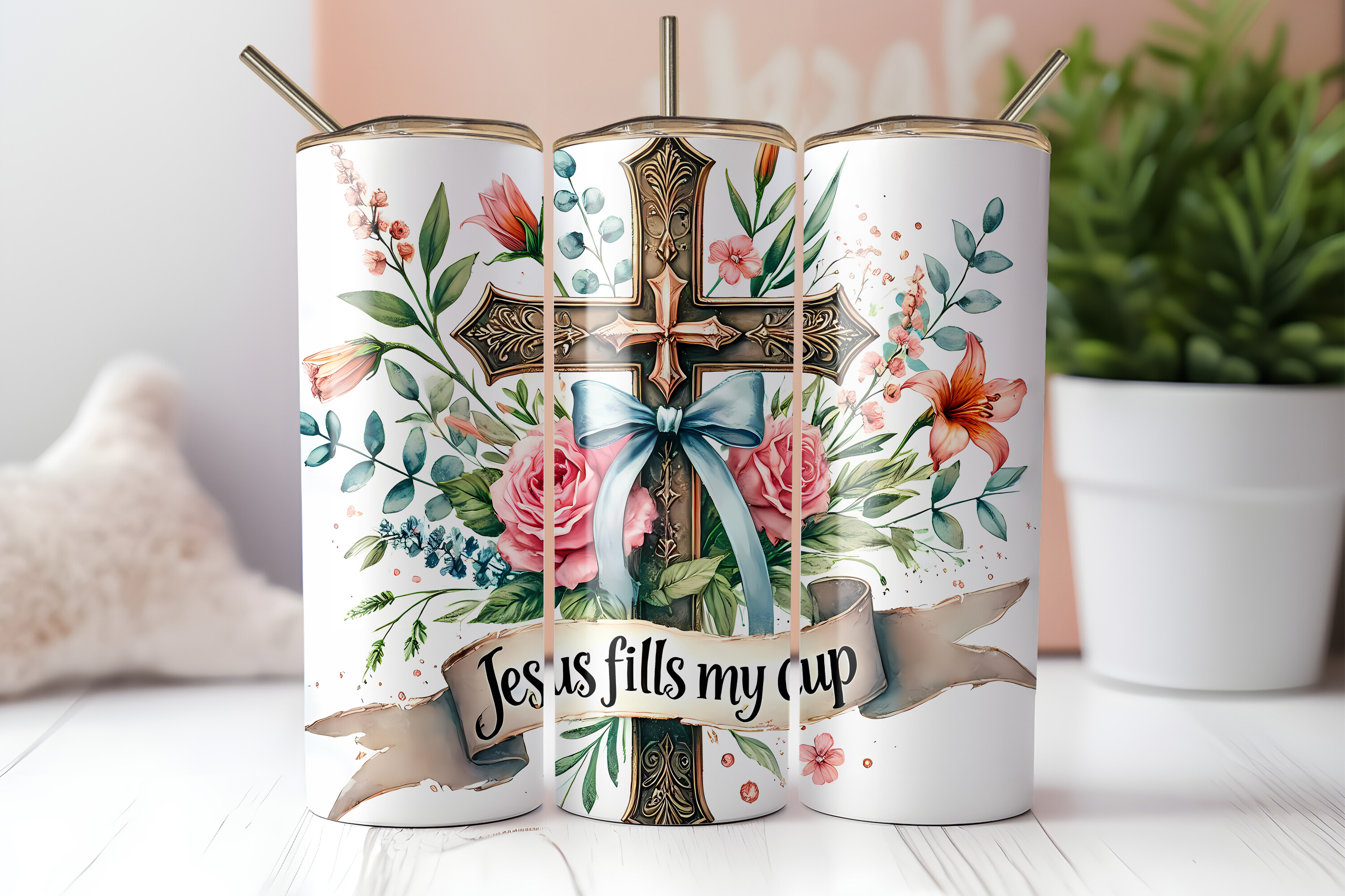 Jesus Fills My Cup Christian Tumbler Graphic by TinyBig Studio ...