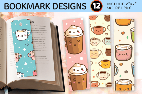 Kawaii Coffee Mug PNG Bookmark Design