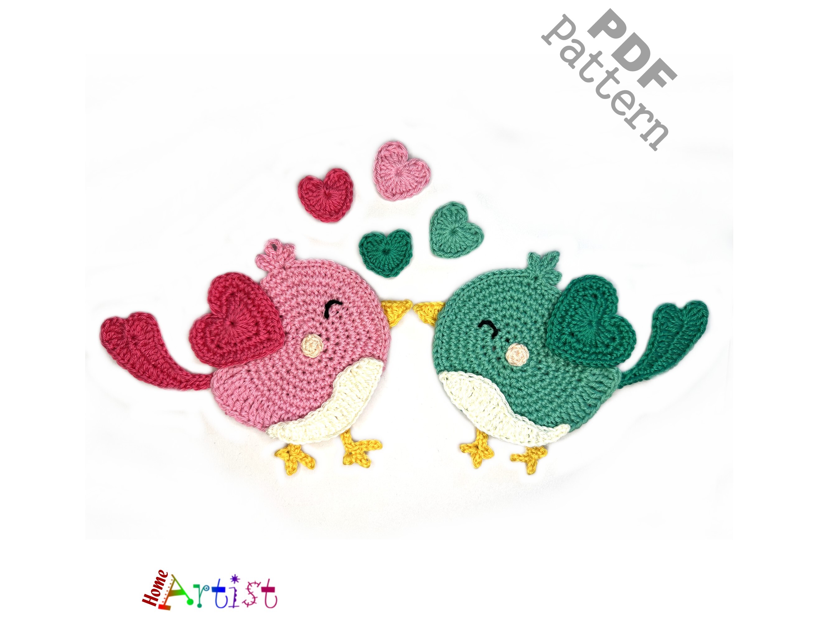 Love Birds Crochet Applique Pattern