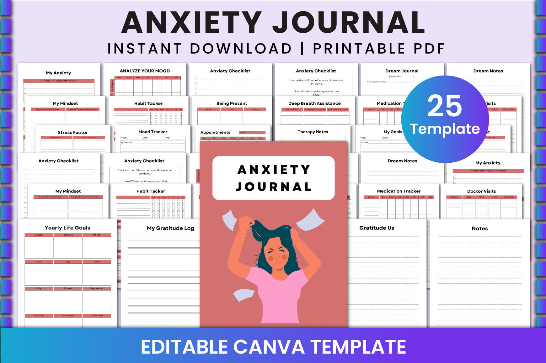 Anxiety Journal for Canva KDP Interior Graphic by Shumaya · Creative ...