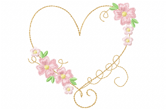 Heart Line Embroidery Design