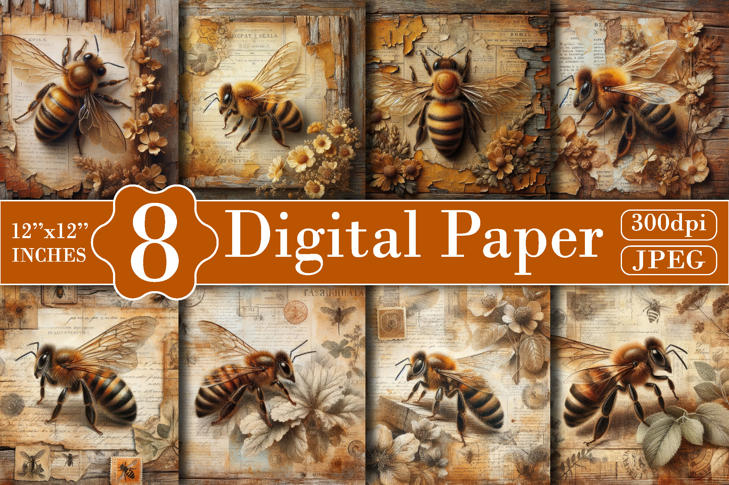 Honey Bee Digital Paper Graphic by Bee Prints · Creative Fabrica