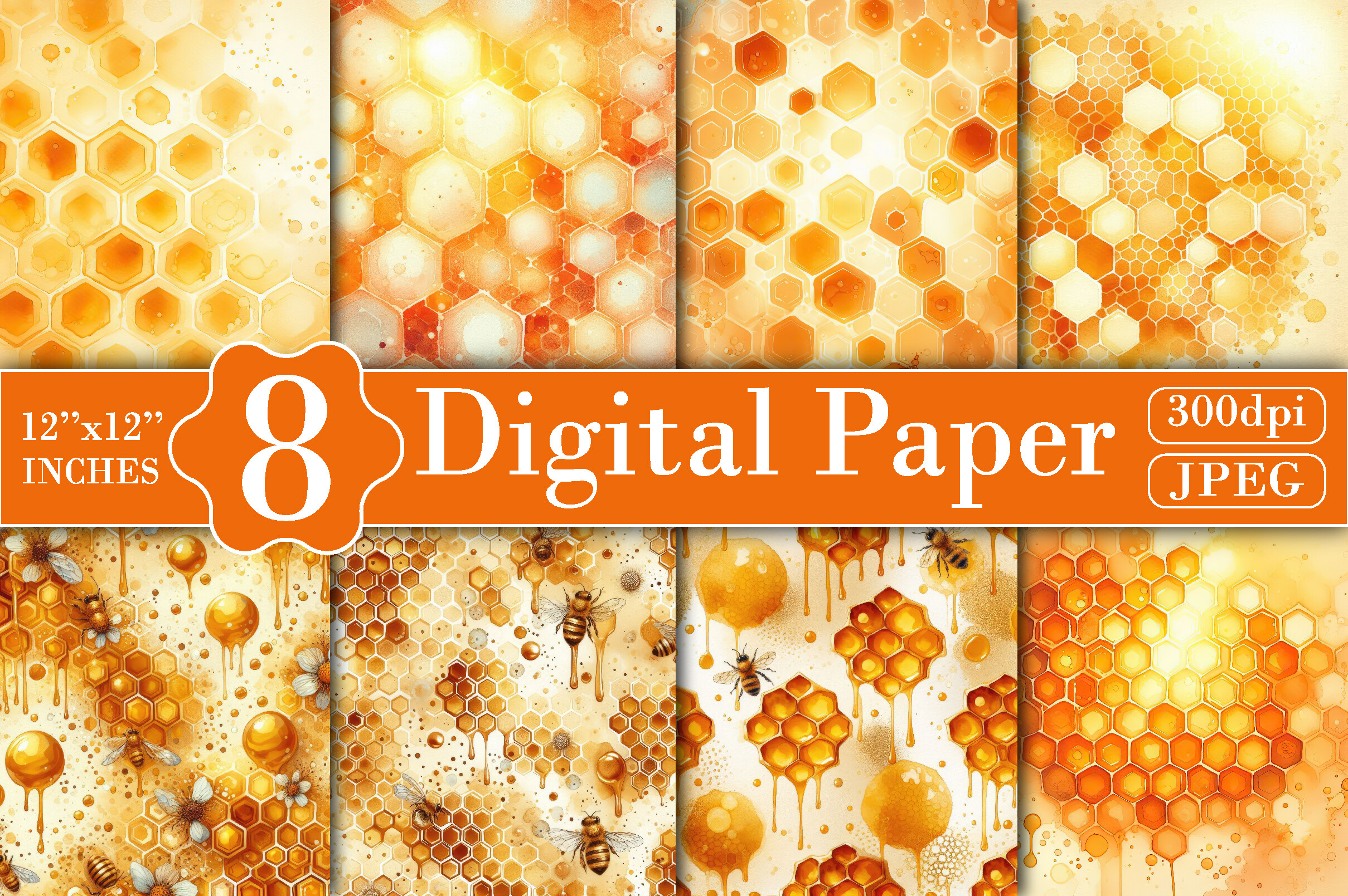 Honey Bee Digital Paper Graphic by Bee Prints · Creative Fabrica