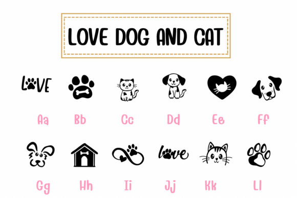 Love Dog and Cat Font font preview - 1