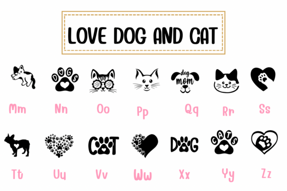 Love Dog and Cat Font font preview - 2