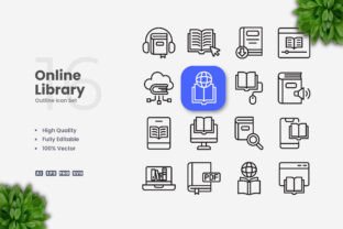 Online Library Icons Graphic by upnowgraphic · Creative Fabrica