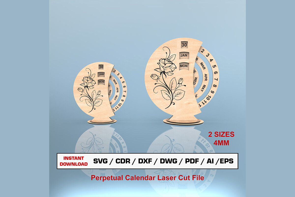 Perpetual Calendar Laser Cut File 4mm · Creative Fabrica