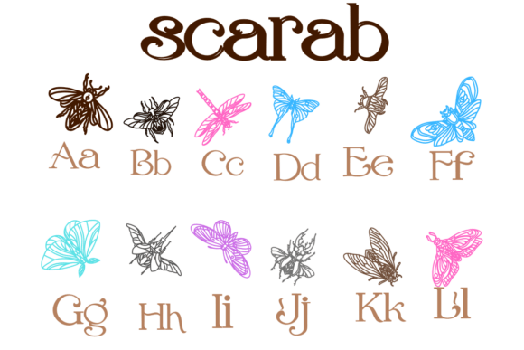 Scarab Font PNG with transparent background - Preview 1