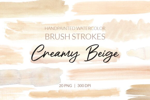 Creamy Beige Brush Strokes Png Cliparts