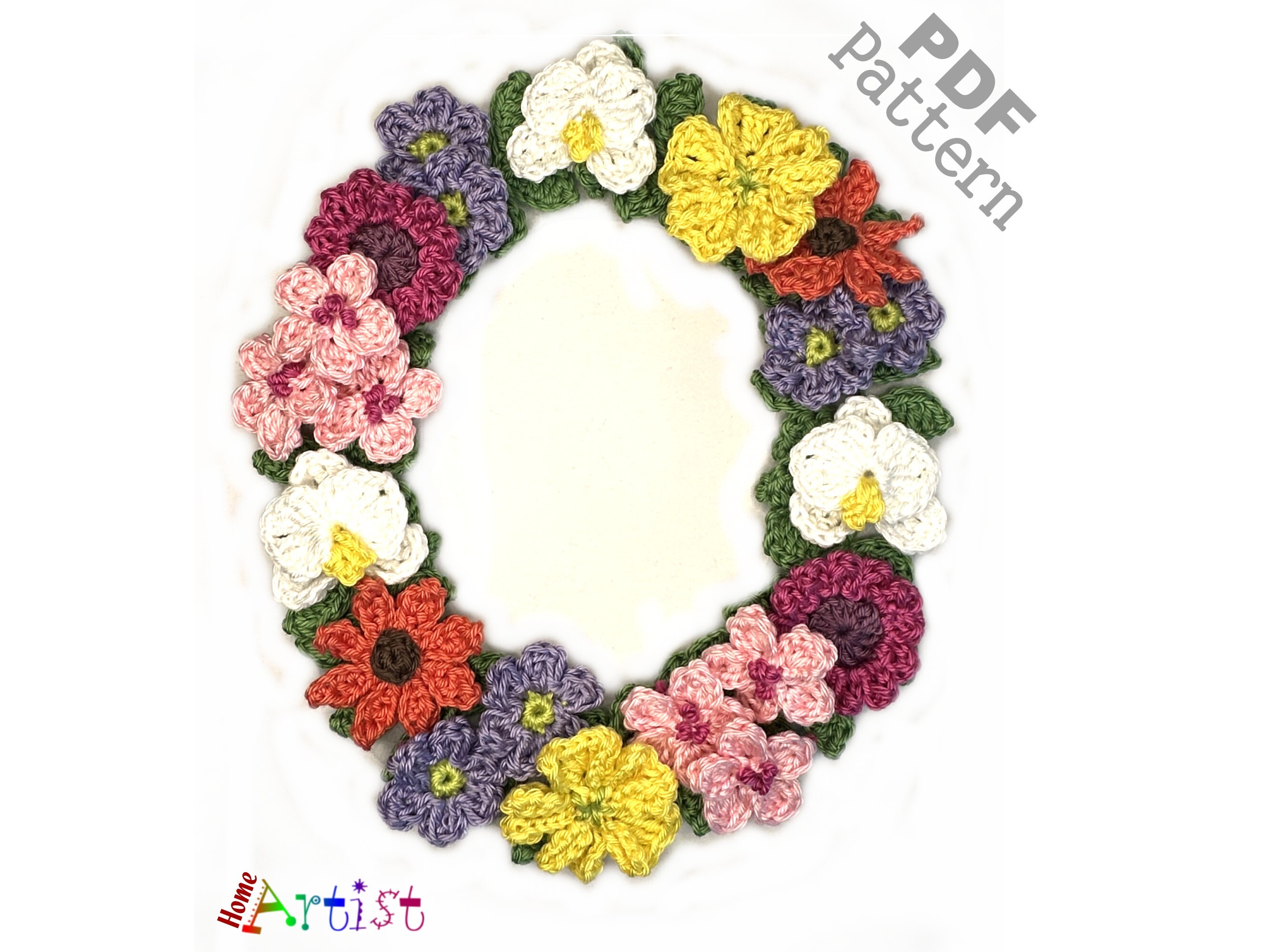 Floral Letter O Crochet Applique Pattern