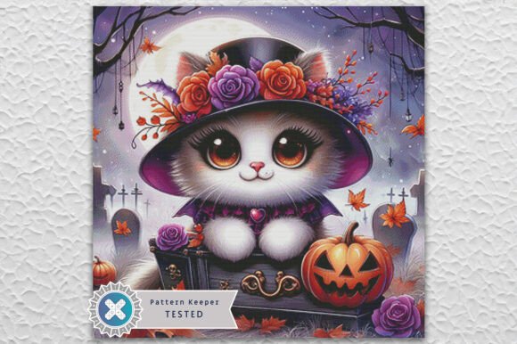 Halloween Cat Cross Stitch Pattern PDF