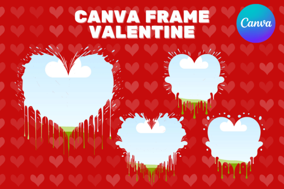 Heart drip Canva frame template with editable effect
