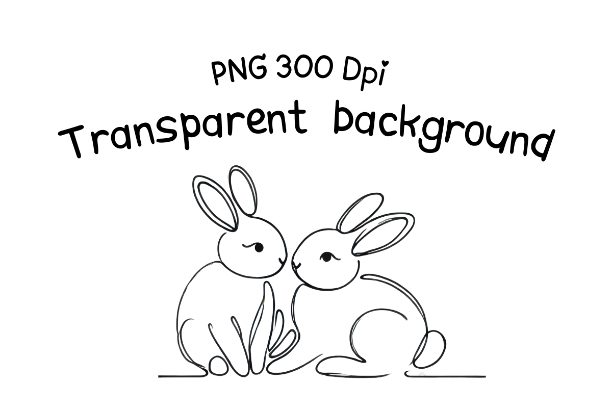 Minimalist Line Art of Two Rabbits Graphic by OneyWhyStudio · Creative ...