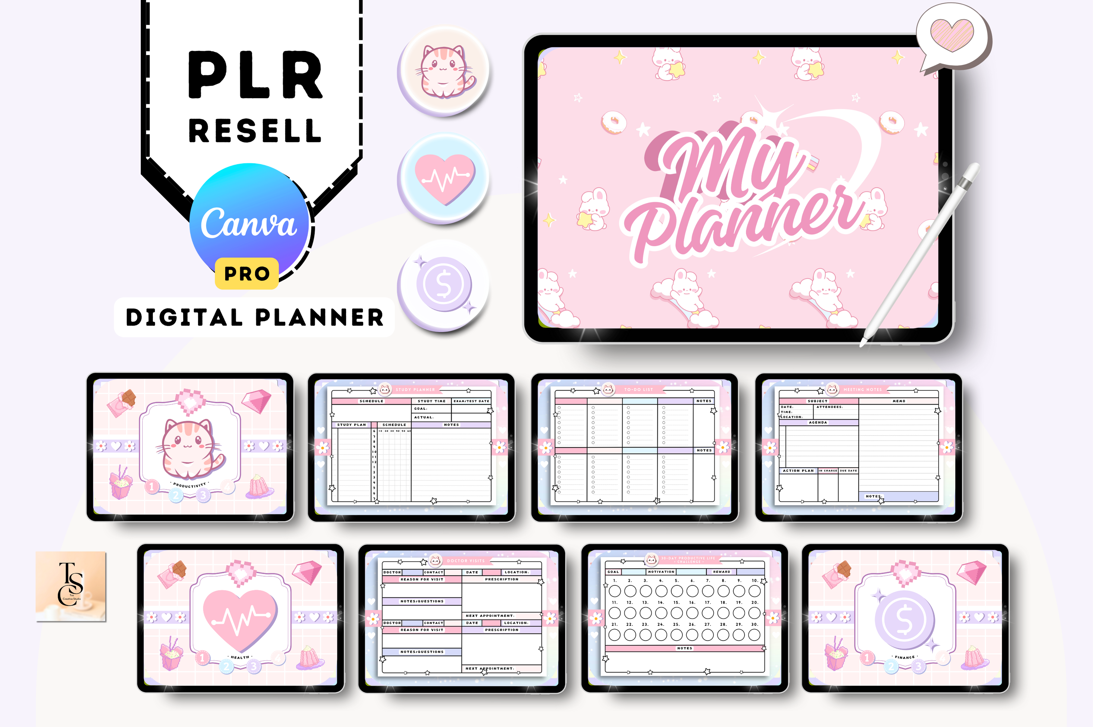 PLR Resell Canva Pink Digital Planner Graphic by Tas Creative Studio ...
