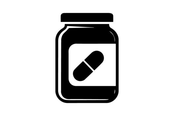 Pill Bottle Syringe Icon Silhouette Grafica Illustrazioni Stampabili Di sahamilon125