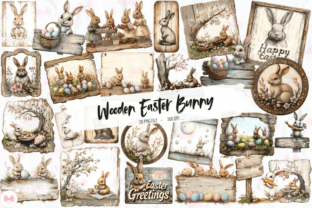 Vintage Wooden Easter Clipart Graphic by Markicha Art · Creative Fabrica