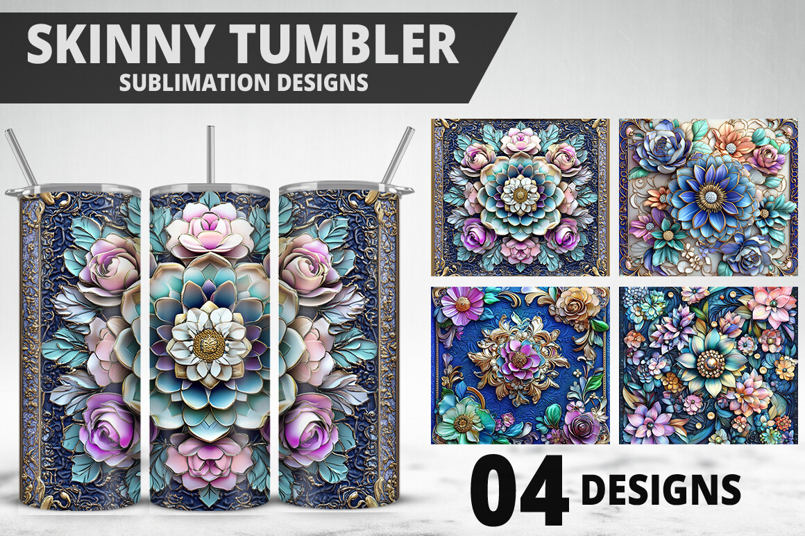 3D Flowers Tumbler Wrap Design Graphic by Getypes Studio · Creative Fabrica
