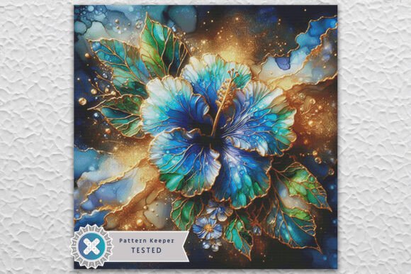 Blue Hibiscus Cross Stitch Pattern PDF