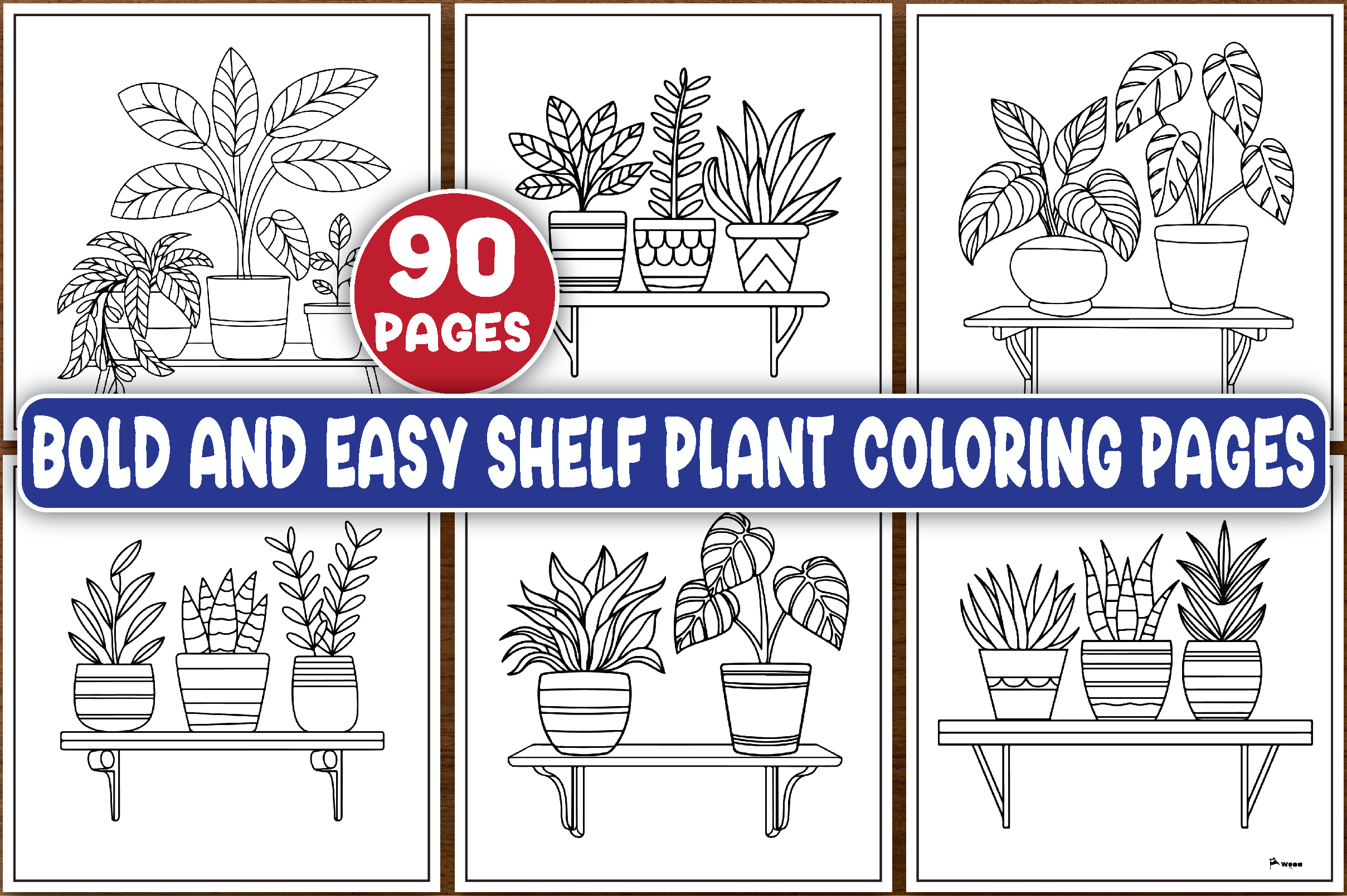 Bold and Easy Shelf Plant Coloring Pages