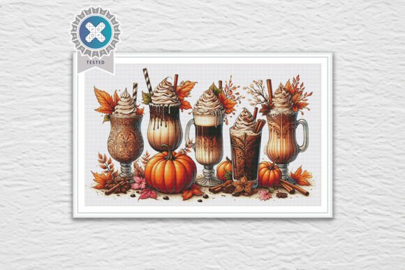 Fall Coffee Cross Stitch Pattern PDF