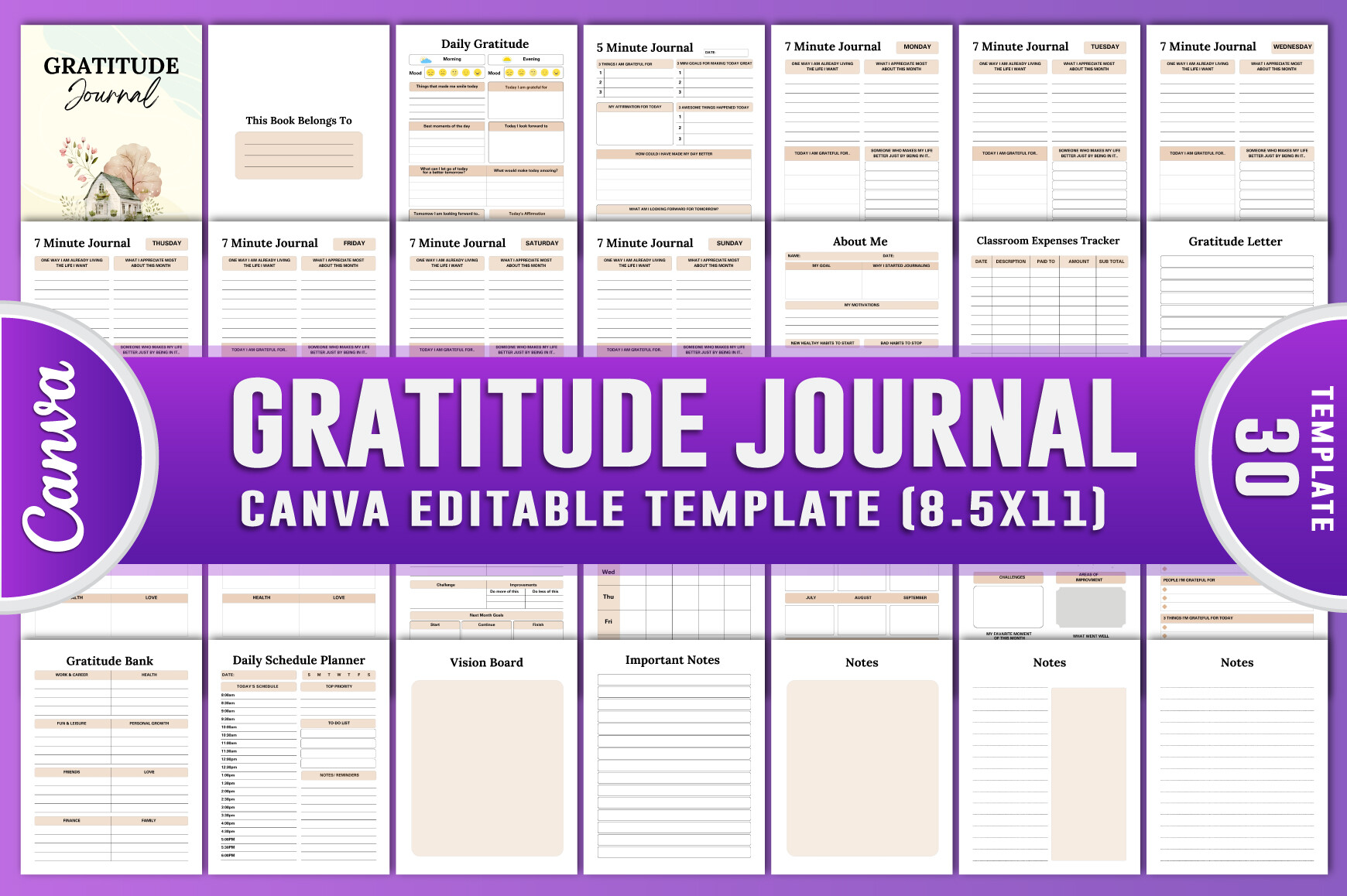 Gratitude Journal Canva Kdp Graphic by Creative Space · Creative Fabrica