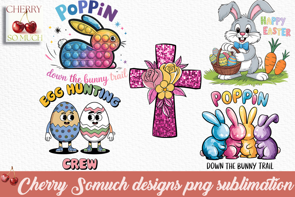 Happy Easter Bunny and Eggs Sublimation Graphic by Cherry so much ...