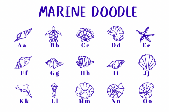 Marine Doodle Font PNG with transparent background - Preview 1