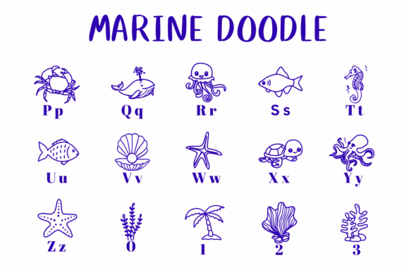 Marine Doodle Font PNG with transparent background - Preview 2