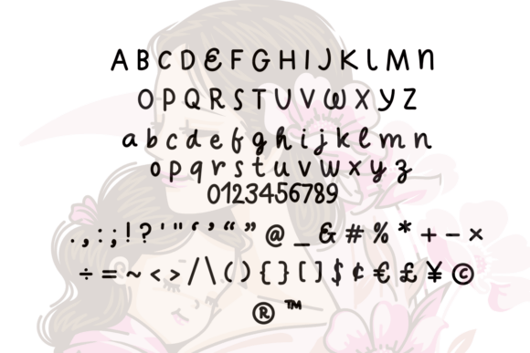 Mother Doodle Font PNG with transparent background - Preview 1