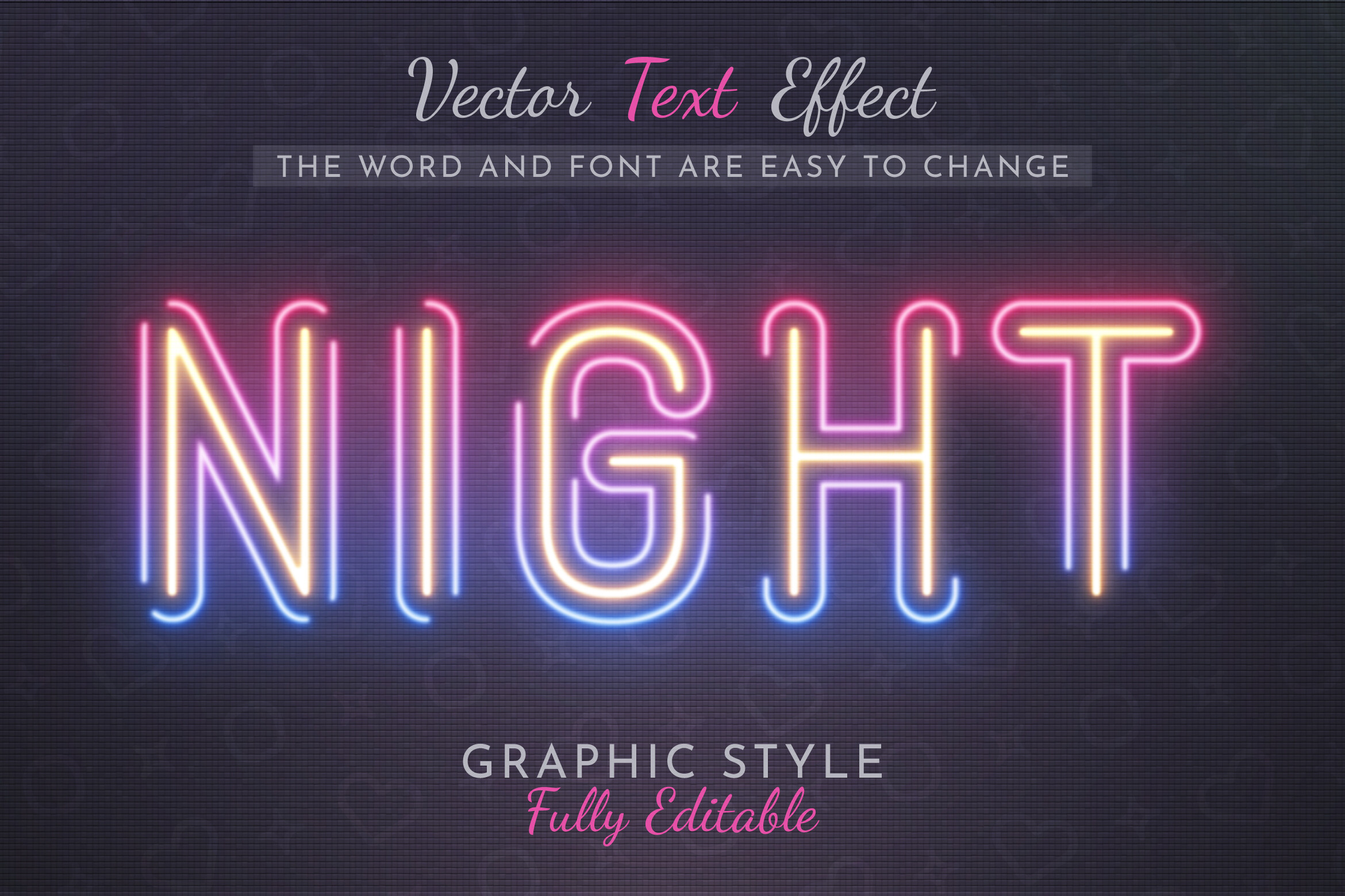 Neon Night Editable Text Effect Graphic by rwgusev · Creative Fabrica
