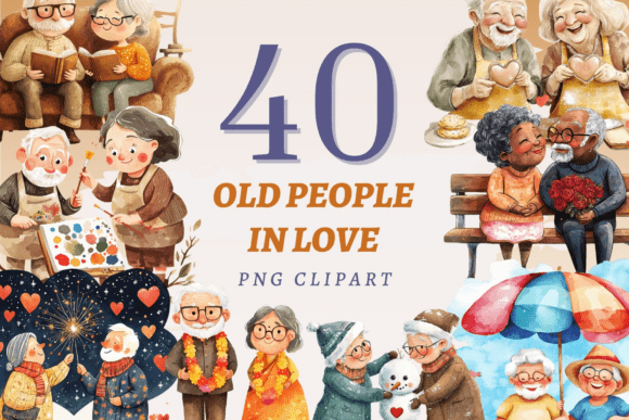Old People in Love PNG Bundle