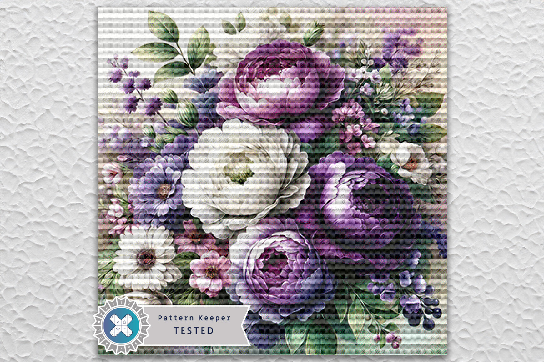 Purple Flowers Cross Stitch Pattern PDF