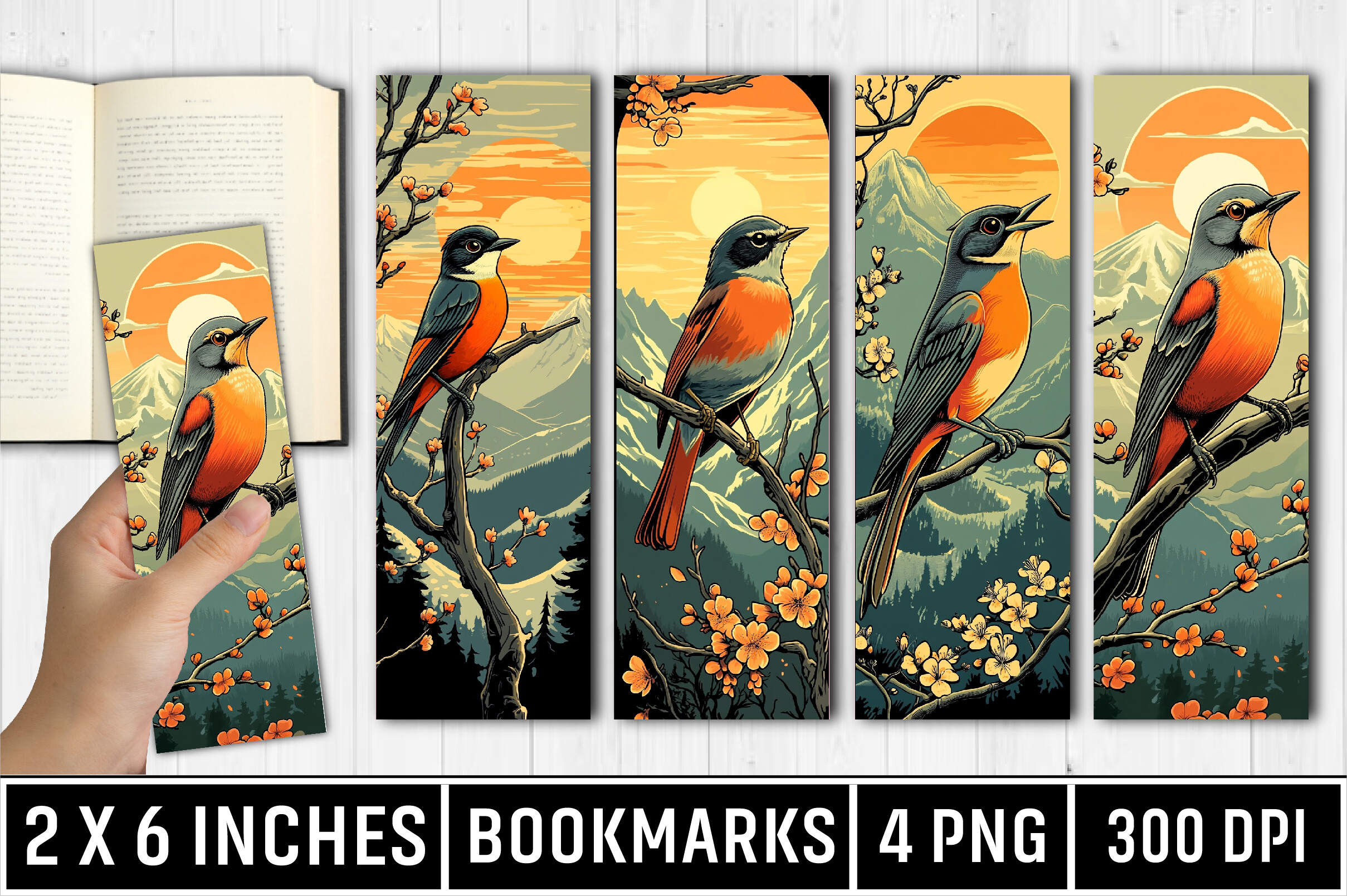 Vintage Birds Printable Bookmarks Pack Graphic by BEE CREATION ...