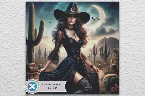 Western Witch Cross Stitch Pattern PDF