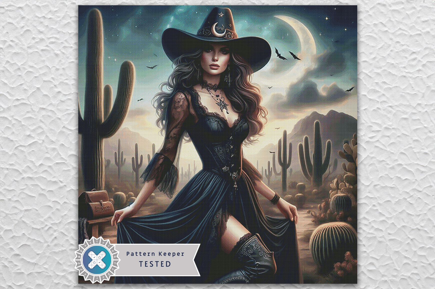 Western Witch Cross Stitch Pattern PDF