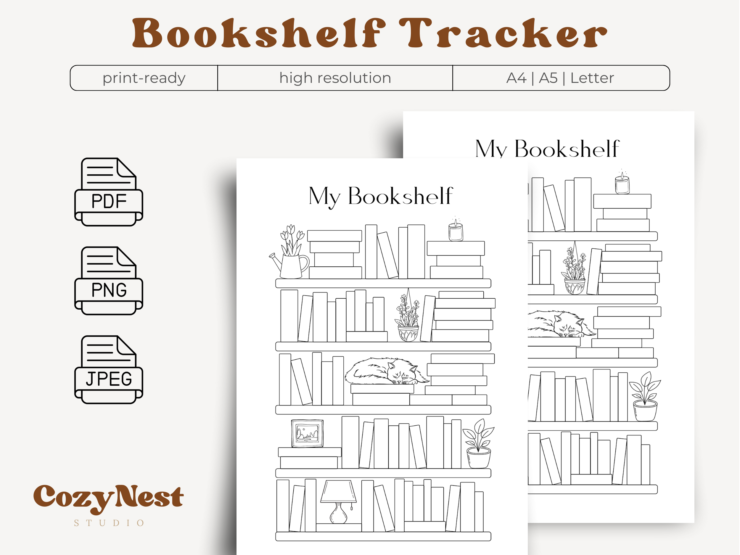 Bookshelf Tracker | Reading Journal PDF