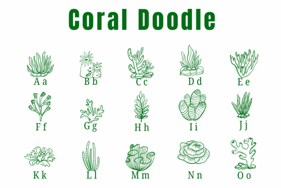 Coral Doodle Font PNG with transparent background - Preview 1