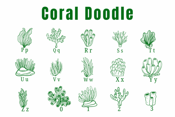 Coral Doodle Font PNG with transparent background - Preview 2