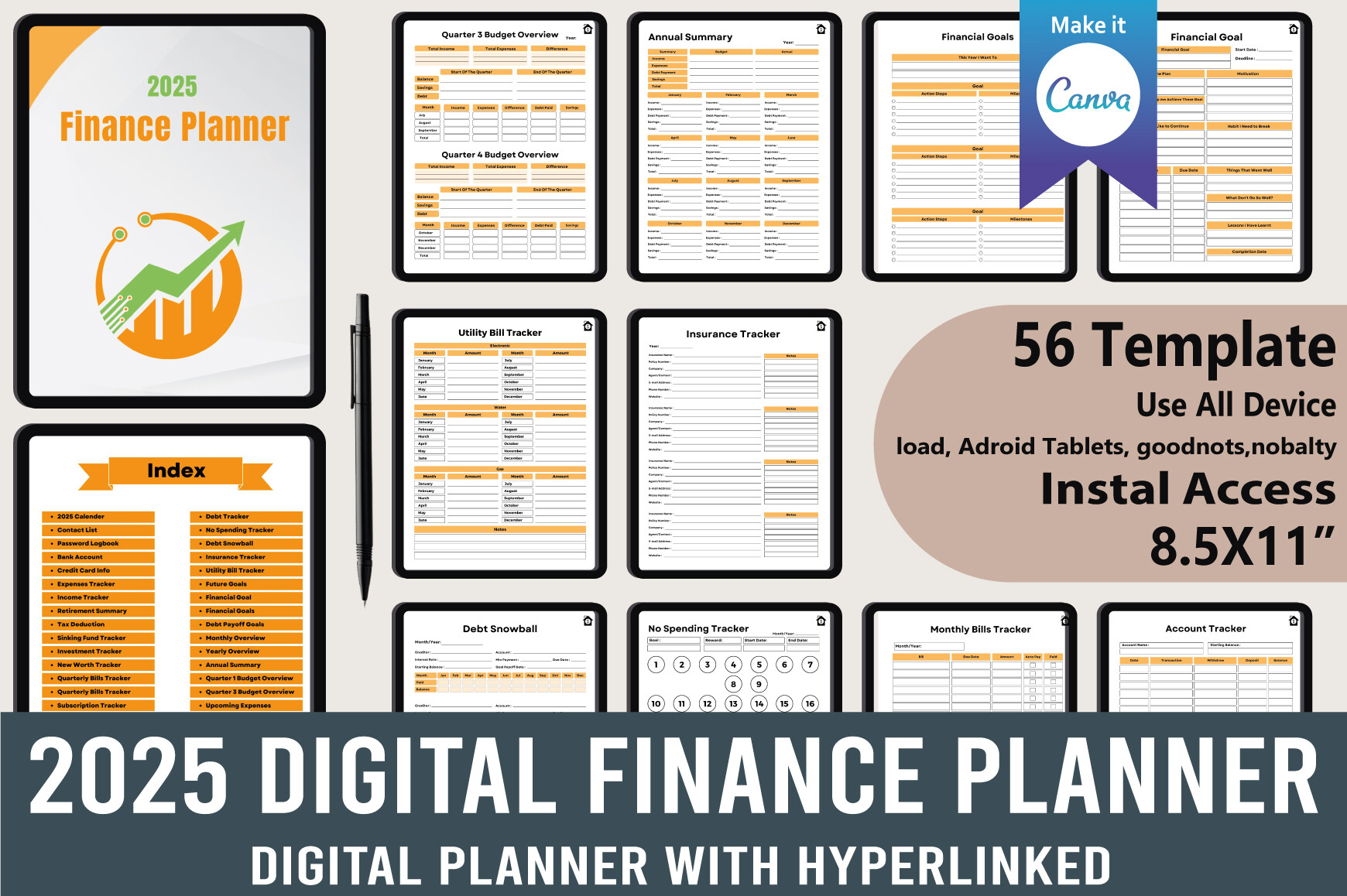 Editable 2025 Digital Finance Planner Graphic by KDPMart · Creative Fabrica