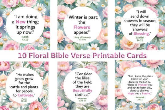 Floral Bible Verse Printable Cards