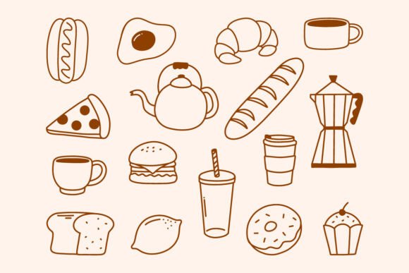 Minimalist Food and Drink Outline Icons